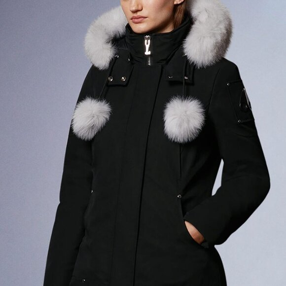 Moose Knuckles Black Parka With White Fox Fur NWT - Picture 8 of 14